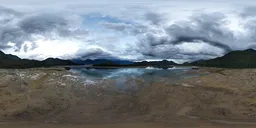 Aerial Cloudy Lake Landscape