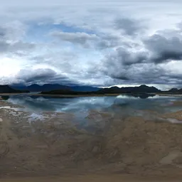 Aerial Cloudy Lake Landscape