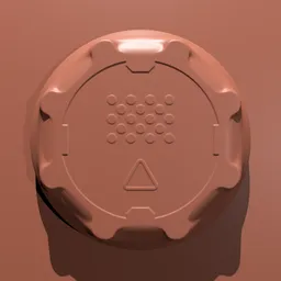 Greeble Cap Brush imprint on 3D model for Blender sculpting, showing geometric detailing capability.