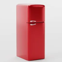 High-quality 3D rendering of a retro red refrigerator, suitable for Blender projects.