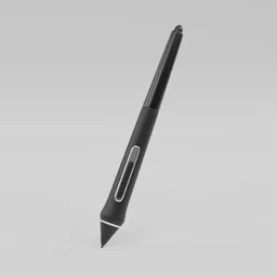 Highly detailed Blender 3D rendering of a black digital stylus pen.