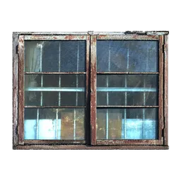 Scan Old small red wood windows