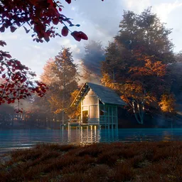 Autumn Lakeside Cabin