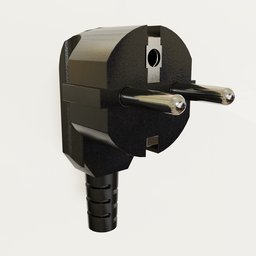 Angled 220 volt protective contact plug type CEE 7/7