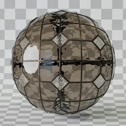 Diamond Grid Glass Panel Brown Base