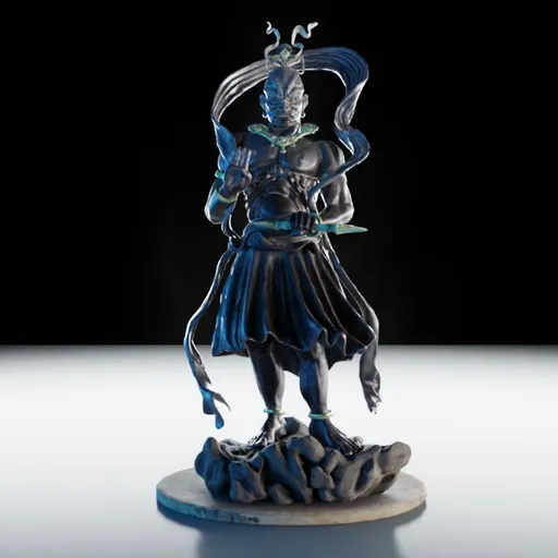 Detailed Blender 3D model showcasing a muscular, armored warrior with dynamic pose and intricate textures.