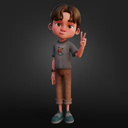 Stylized cartoon kid character