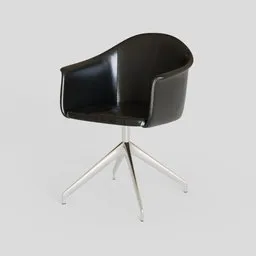 High-quality black 3D model of modern swivel chair for Blender with a sleek design suitable for interior rendering.