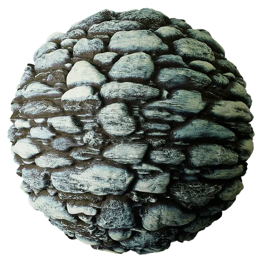 Stone Cobble Wall Blue