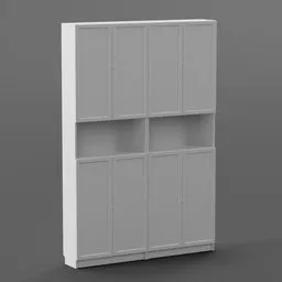 "White wardrobe with panel doors and drawers, inspired by Ikea's Oxberg series. Perfect for maximizing storage space while maintaining a traditional look. 3D model created in Blender 3D."
