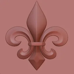 Intricate fleur-de-lis imprint for 3D modeling, ideal for detailing in Blender sculpting tools