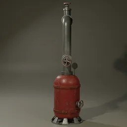 "3D model of an antique steam engine with intricate piping details, ideal for Blender 3D projects in the utility-industrial category. Created with Blender 3D software, this model features authentic design elements such as smokestacks and valves. Perfect for adding a touch of vintage charm to your industrial designs."