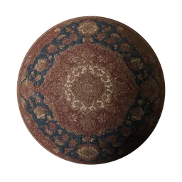 Detailed 4K Persian rug carpet texture for PBR material in Blender 3D and other 3D apps.