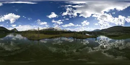 Lake, Trees & Mountain Cloudy Day