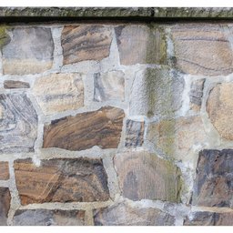 Low-poly scanned 3D stone wall texture for Blender, 30m, with detailed 14k textures.