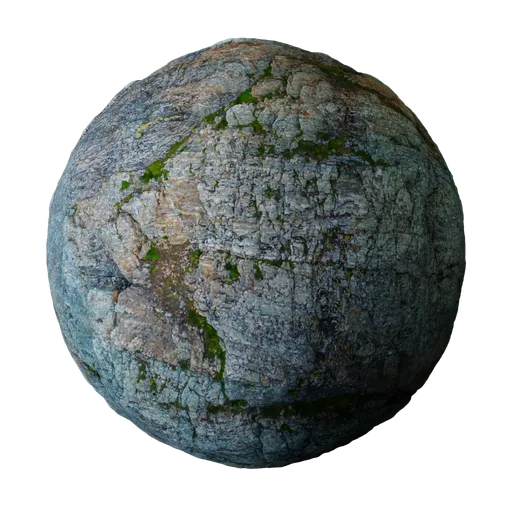 Highly detailed PBR Rock Cliff texture for 3D modeling, featuring realistic moss and stone surfaces.