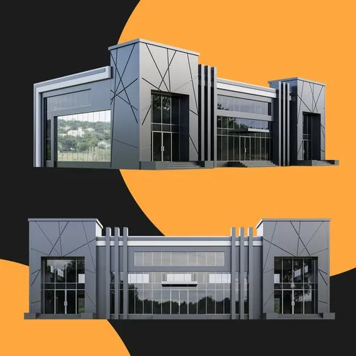 Detailed commercial office building 3D model with modern facade, for architecture rendering in Blender.