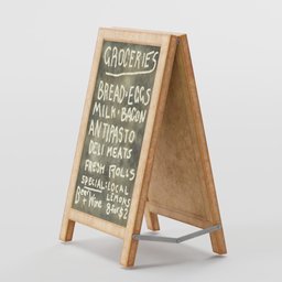 "Get your cookies and groceries at a mixed business milkbar with this A-Board 3D model by Fritz Bultman. Featuring a rustic yet enormous secure design, angular white rock floor, and 8k hyper-realistic texture, perfect for your Blender 3D projects."