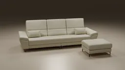 Detailed model of a modern sectional with stool in a light color, perfect for Blender 3D artists and interior visualizations.