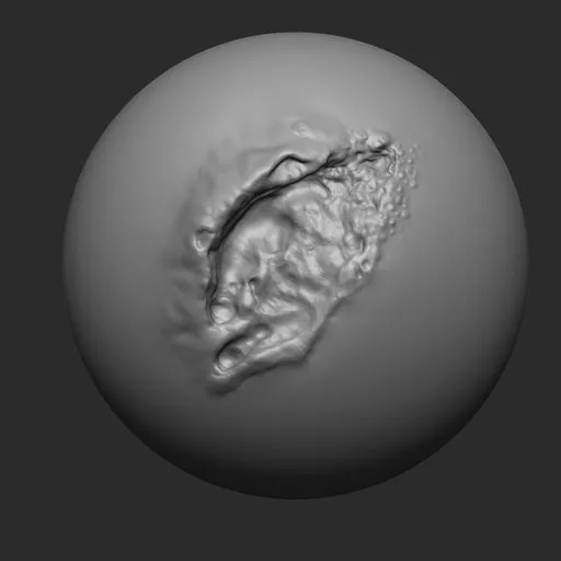 Realistic 3D flesh sculpting brush effect for Blender, detailed wound creation tool