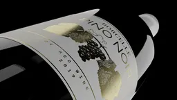 3D rendered wine bottle close-up showcasing label in a studio setting for Blender artists.