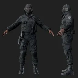 Police Tactical Unit Rigged Black