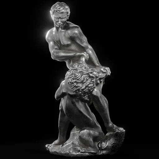 statue of Steel Aic samson and the lion