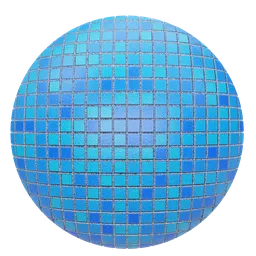 Blue seamless Procedural Pool Tile material texture for PBR rendering in Blender 3D applications.