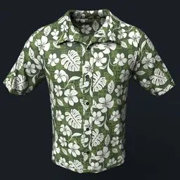 Green Hawaiian Button-Up Shirt