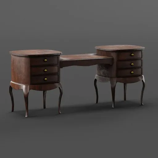 Detailed 3D rendering of an elegant wooden commode for vintage and period interior design visualization in Blender.