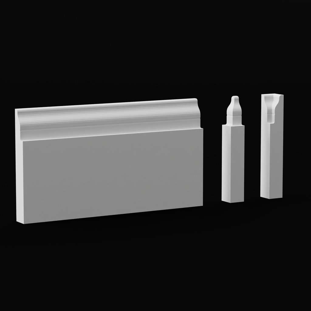 BlenderKit Download the Basic Baseboard Moulding Parts BCol3 model