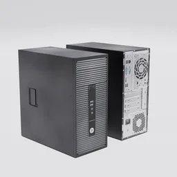 3D model of a generic desktop PC resembling a Dell PowerPC for Blender 3D, optimized for low-poly renderings.