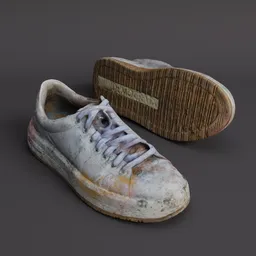 Dirty used white sneakers
