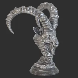 Goat bust steel statue