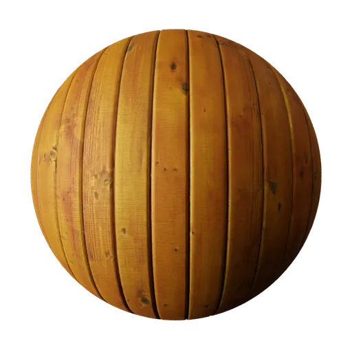 High-resolution 2K PBR wooden plank texture suitable for floor or fence in Blender 3D and other 3D applications.