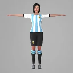 Woman Striped Soccer Kit Rigged