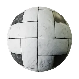 High-resolution PBR texture of black and white square tiles for 3D modeling in Blender.