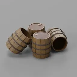 Scattered Wooden Barrel Cluster