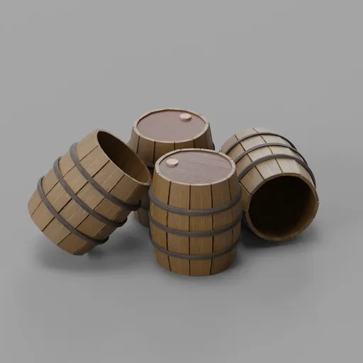 Scattered Wooden Barrel Cluster