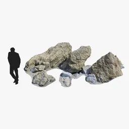 High-quality realistic PBR beach rocks for 3D scene rendering in Blender, suitable for coastal landscapes.