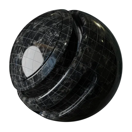 High-quality black marble PBR texture for 3D artists and Blender material creation.