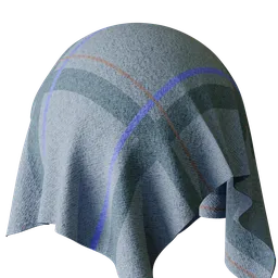 Gray Blue Tartan Boiled Wool