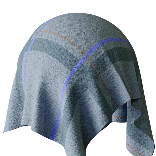 Gray Blue Tartan Boiled Wool