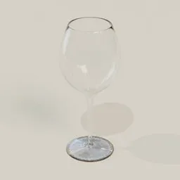 High-quality 3D model of a wine glass, compatible with Blender, showcasing realistic glass material and lighting effects.