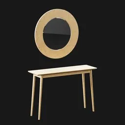 Midford Console Table with Round Mirror