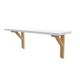 Realistic 3D model of a wooden shelf with detailed textures, optimized for Blender rendering.