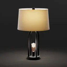 "Marcel Black Lamp with dual bulbs and stylish lamp shade, ideal for Blender 3D models. This table lamp features a chaumet style design in carbon black and antique gold, capturing a high definition render from an official product photo. Enhance your 3D projects with this gilleard james hourglass slim body lamp, meticulously crafted in Blender 3D."