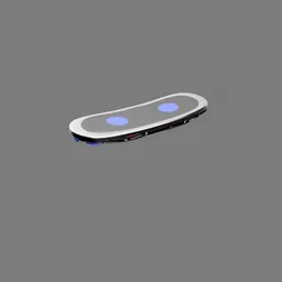 3D Blender hoverboard model showcasing magnetic design, sleek styling, and futuristic electric vehicle concept.