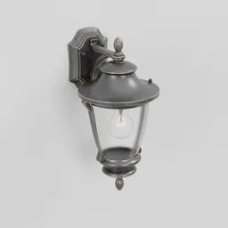 Highly detailed 3D model of a vintage-style wall-mounted lantern, compatible with Blender.