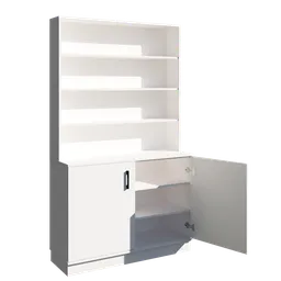 Realistic white dresser 3D model with open drawers, optimized for Blender rendering.